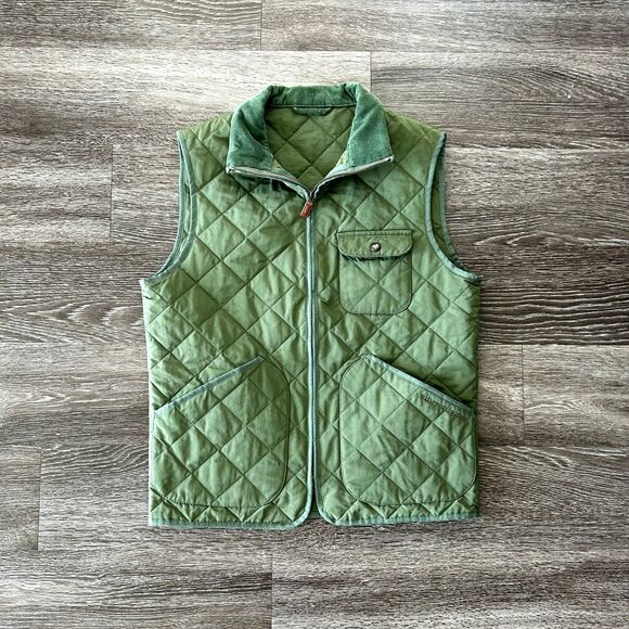 EUC Vineyard Vines Green Quilted Dorset Military Vest Corduroy Collar Size Small - Picture 5 of 10